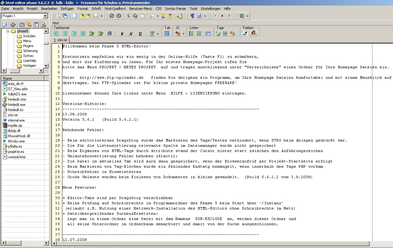 html editor phase 5 mac
